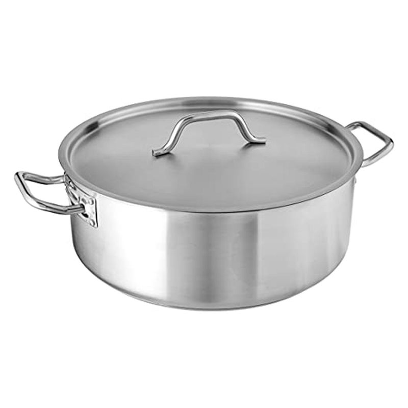 Winco SSLB-25, 25-Quart Stainless Steel Brazier Pan With Lid, Cooking Pan with Cover, 3 of 4