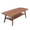 Center Table, 100% FAS-Grade Solid Oak Wood, Dual-Layer Storage, Walnut Finish-- Frevyn - 3 of 4