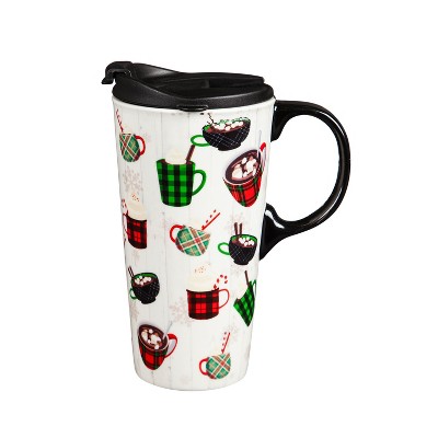 Evergreen Ceramic Travel Cup, 17 OZ. ,w/box, Holiday Drinks