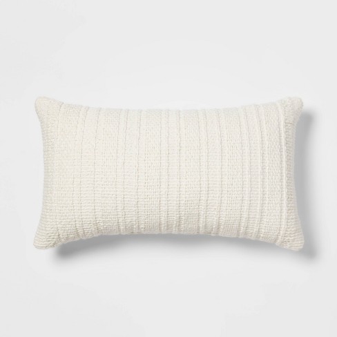 Oversized Textural Woven Lumbar Throw Pillow Cream - Threshold™ : Target