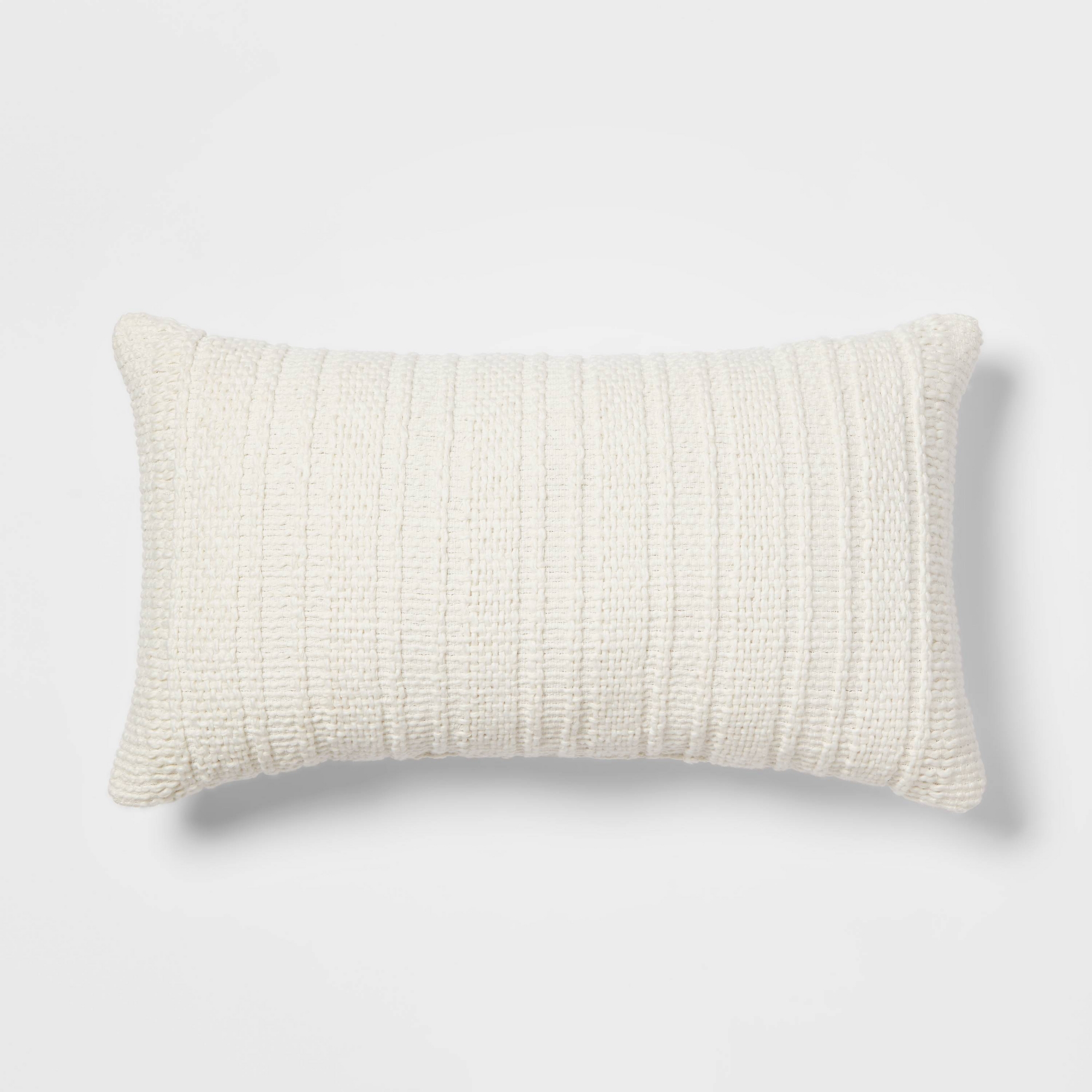 Oversized Textural Woven Lumbar Throw Pillow Cream