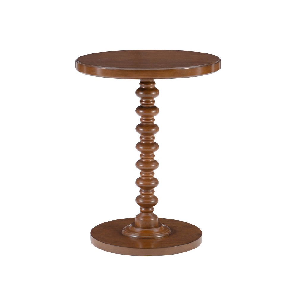 Photos - Dining Table 17" Teyla Traditional Round Wood Accent Spindle Table Hazelnut - Powell