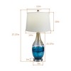 Maxax Golden Blue Glass Table Lamps Set of 2, Modern Desk Lamps with White Fabric Shade for Bedroom, Living Room, Contemporary Decor - 4 of 4