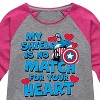 Girls' - Marvel - Captain America My Shield Valentine Shirt Tail Raglan Graphic T-shirt - 2 of 3