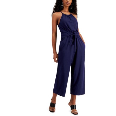 Speechless Womens Tie-Front Jumpsuit, Blue, Large