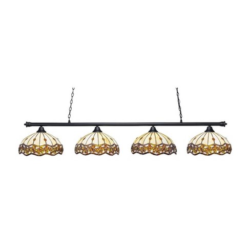 Toltec Lighting Oxford 4 - Light Island Pendant Light in  Matte Black with 16" Roman Jewel Art Glass Shade - image 1 of 1