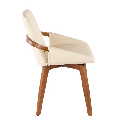 Walnut and Cream Faux Leather High Back Side Chair