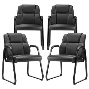 JIONJOY Faux Leather Stationary Waiting Room Chairs Set of 4| Black - 1 of 4