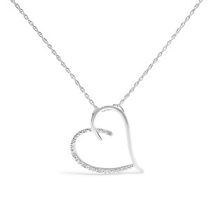 Haus of Brilliance Silver Diamond Accent Open Heart Slide Pendant Necklace - 1 of 4