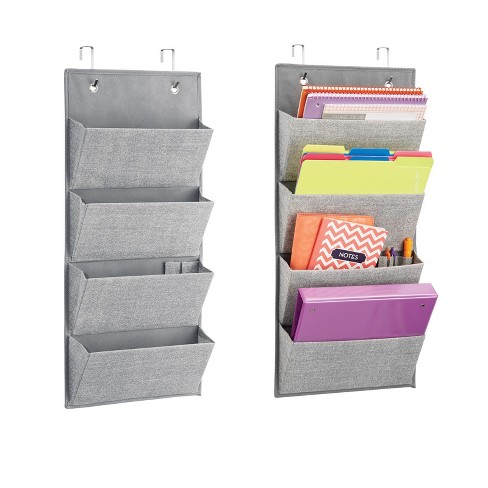 Mdesign Fabric Over Rod Hanging Closet Storage Organizers, Set Of 2 - Gray  : Target