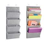 mDesign Soft Fabric Over Door Hanging Office Storage, 4 Pockets, 2 Pack