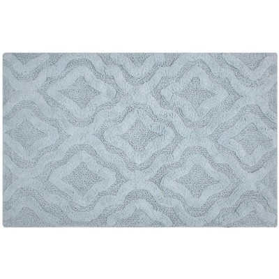Knightsbridge Link Bath Rug Cotton Non Skid Back, Light Blue