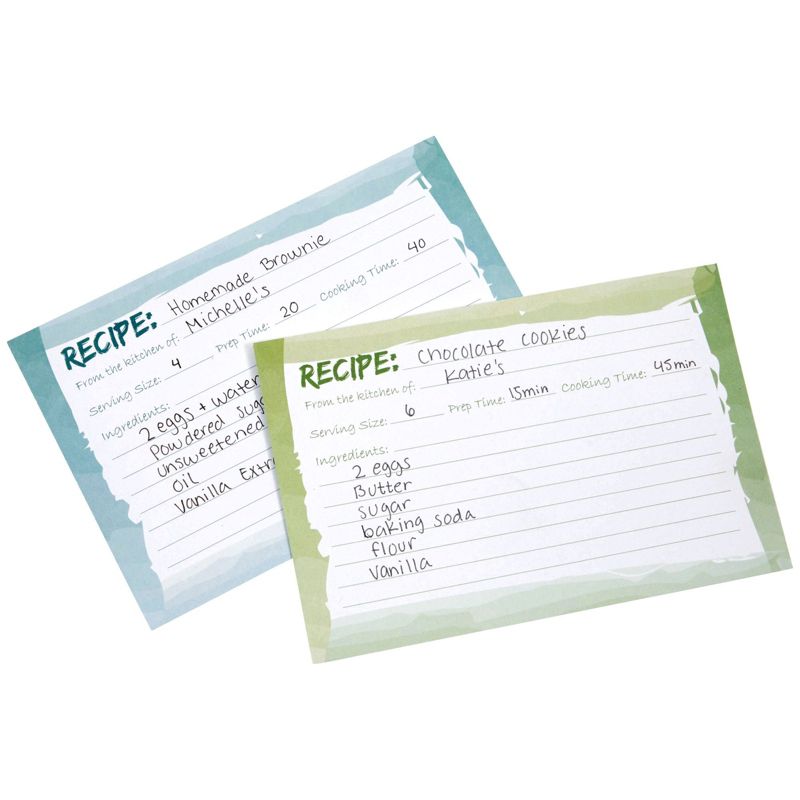 Juvale 60-Pack 4x6 Recipe Cards Double Sided, Colored Recipe Index Cards for Cooking and Kitchen Organization, Watercolor Design, Bulk Pack, 3 of 9