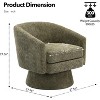 360° Swivel Lounge Chair – Plush Chenille Upholstery, Wooden Base with Ottoman, Adjustable (Beige/Grey/Green/Pink) for Living Room & Bedroom - 3 of 4