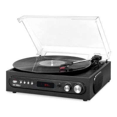 Victrola All-in-1 Bluetooth Record Player with Built in Speakers and 3-Speed Turntable (Manufacturer Refurbished) (Black)