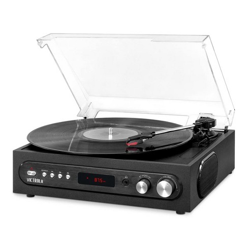 Victrola All-in-1 Bluetooth Record Player with Built in Speakers and  3-Speed Turntable (Black)