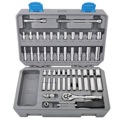 MORWELL 1/4”Drive Socket Set Extension Bars and Bits Set Socket Set with Ratchet Handle 26 Pieces Socket Wrench Set for Car Bike Repair 
