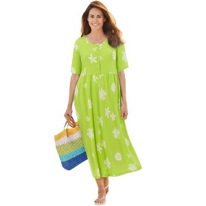 Woman Within Plus Size Stamped Empire Waist Dress - 1 of 4