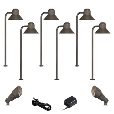 John Timberland LED 10-Piece Landscape Set with Bronze Path Lights and Spotlights