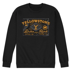 Men's - Yellowstone - Dutton Ranch Badge Graphic Fleece Sweatshirt - 1 of 4
