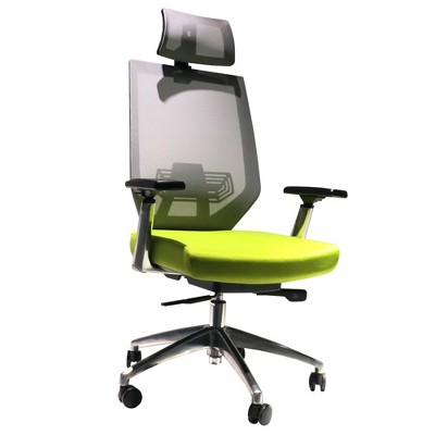 Adjustable Headrest Ergonomic Office Swivel Chair with Padded Seat and Casters Green/Gray - The Urban Port