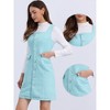 Allegra K Women's Tweed Sleeveless Square Neck Button Up A-Line Pinafore Overall Dress - 2 of 4