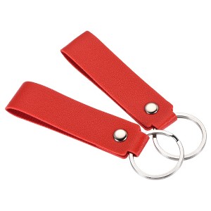 Unique Bargains PU Leather Circle DIY Decoration Keychain for Bag Wallet 2 Pcs - 1 of 3