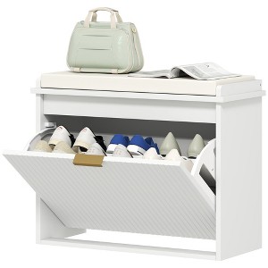 Aghana Digitals 529lb Capacity Entryway Shoe Storage Bench with Padded Removable Cushion, 2 - 1 of 4
