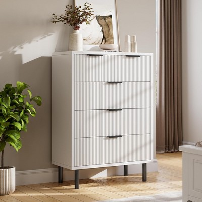 Storage Dresser with 5 Drawers, Wide Modern Chest of Drawers, Sturdy Metal Frame Nightstand