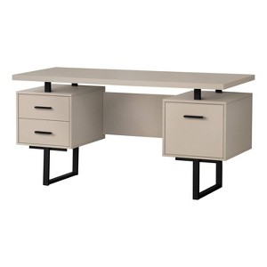Monarch Specialties Computer Desk Home Office Laptop Left Right Set-Up Storage Drawers 60InchL Work Metal Laminate Beige Black Contemporary Modern - 1 of 4