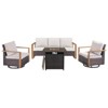 Buenhomino 4 Piece Outdoor Patio Furniture Set with Propane Fire Pit Table, Wicker Patio Conversation Set with 2 Swivel Rocker Chairs - 2 of 4