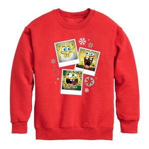 Boys' - SpongeBob SquarePants - Christmas Photo Collage Graphic Long Sleeve Fleece Sweatshirt - 1 of 4