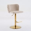 A&A Furniture,Swivel Barstools Adjusatble Seat Height With Gold-plating Base, Classic Velvet Upholstered Bar Stools ， Set of 2 - 2 of 4
