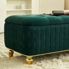 Kumasinova Glam Tufted Storage Ottoman Bench with Gold Accents, Upholstered Velvet Fabric Ottoman with Safety Hinge, Versatile Foot Stool, Green - 3 of 4