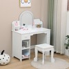 Kids Vanity with Lighted Mirror & Stool, Little Girls Vanity with Adjustable LED Light, Bookshelf, Storage Drawer & Shelves for Girls 3-9 - 3 of 4