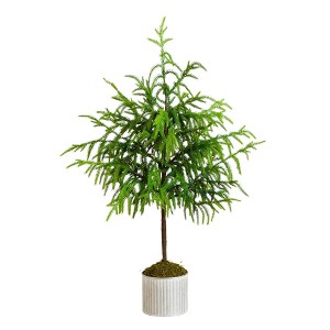 Nearly Natural 3' Artificial Real Touch Norfolk Island Pine in Metal Tin Planter with Natural Look - 1 of 4