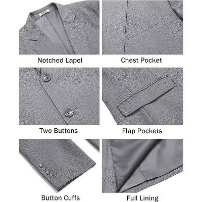 COOFANDY Men's Casual Blazer Lightweight Sport Coats Two Buttons Slim Fit Suit Jacket for Business Wedding Dress Light Grey XXXL — фото 5