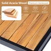 74" Outdoor Patio L-Shaped Acacia Wood Sectional Sofa Set with Coffee Table and Ottoman - 2 of 4
