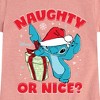 Girls' - Lilo and Stitch - Naughty Or Nice Christmas Fitted Short Sleeve Graphic T-Shirt - 2 of 4