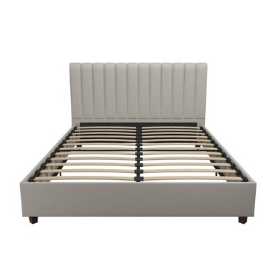 Elegant Queen Gray Linen Tufted Upholstered Bed with Wood Frame