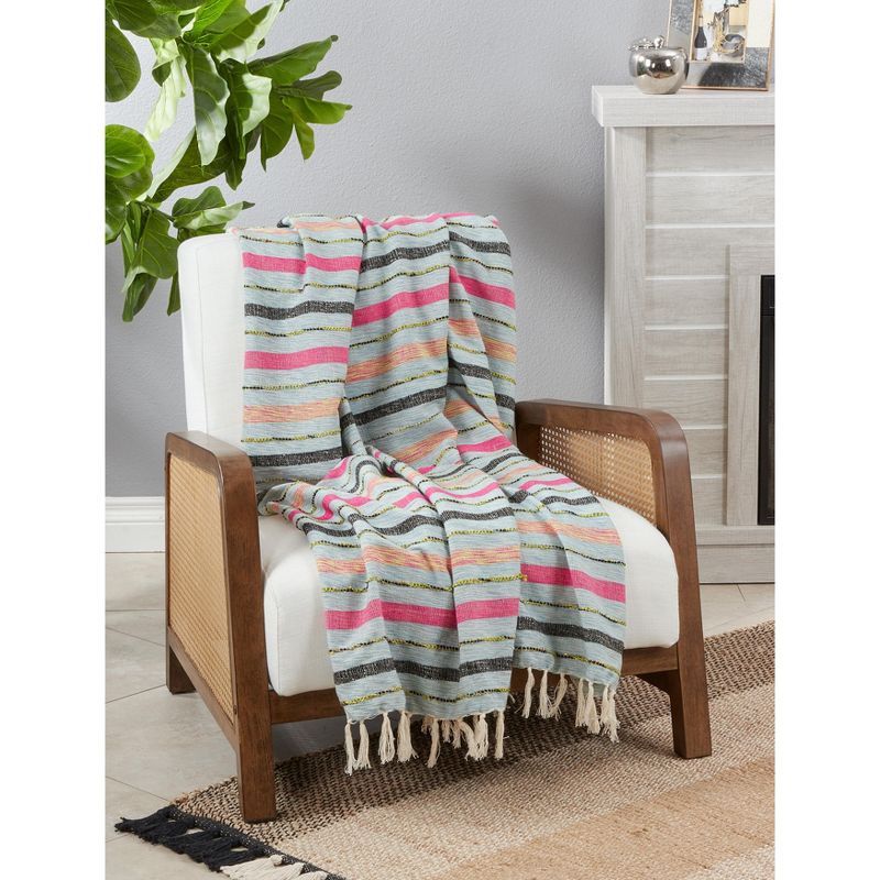 Saro Lifestyle Striped Throw Blanket With Multi-Color Design, 4 of 5