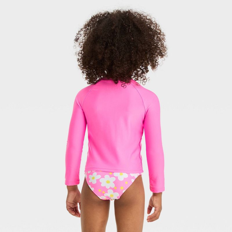 Toddler Girls' Rash Guard Swimsuit Set - Cat & Jack™ Pink, 3 of 5