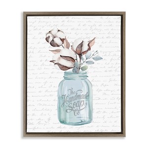 Stupell Industries Handmade Soap Jar & Cotton Flower Floating Frame Canvas Art - 1 of 4