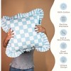 Folkulture 18 X 18" Set of 2 Cushion Cover Ruffle Checks Printed - Bluebell - 2 of 4