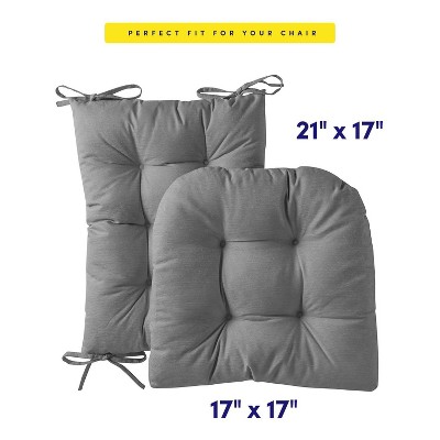 Gray Tufted Non-Slip Rocking Chair Cushion Set