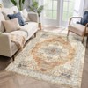 8x10 Large Washable Area Rug, Blue Non Slip Carpet, Stain Resistance Vintage Room Rug, Indoor Floor Carpet for Living Room, Low Profile Rug, Boho Rug - 2 of 4