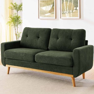 QingMoon Mid-Century Loveseat Sofa, 67.7" 2-Seat Upholstered Couch with Wooden Legs and Tufted Back for Living Room and Office - 1 of 4