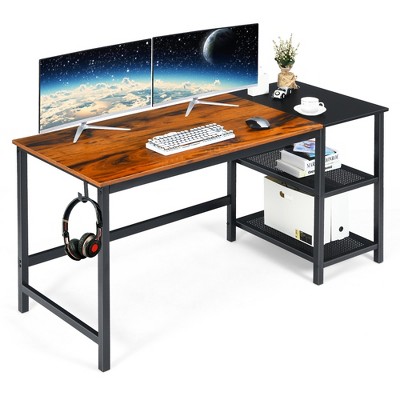Laptop PC Workstation Study Desk Writing Table Simple Compact Home Office Workstation with 4 Storage Shelves & Heavy Duty Frame Tangkula Computer Desk Writing Desk 