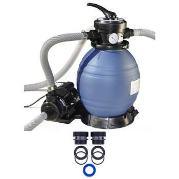Swimline HydroTools 12 Inch Above Ground Swimming Pool Sand Filter Pump System with 40mm to 1.5 Inch Soft Sided Pool Filter Hose Connection Kit