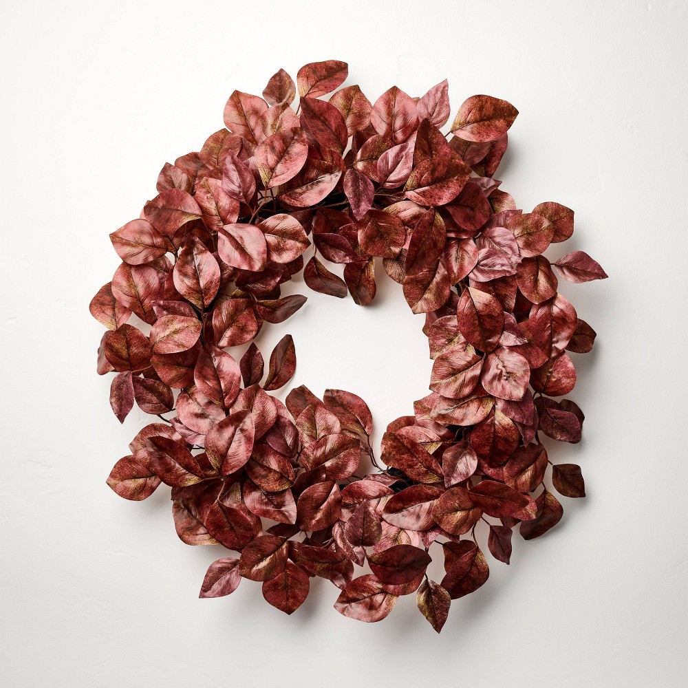 Photos - Other interior and decor 26" Faux Rusted Beech Leaf Fall Wreath - Hearth & Hand™ with Magnolia